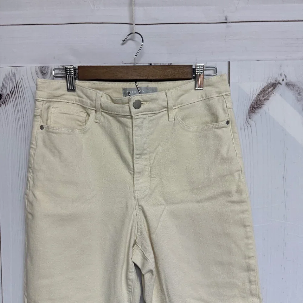 Athleta Denim Pants Women’s Size 10 Ivory‎ Ankle 28” Inseam Stretch EUC